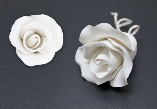 Medium White Gumpaste Rose - Click Image to Close